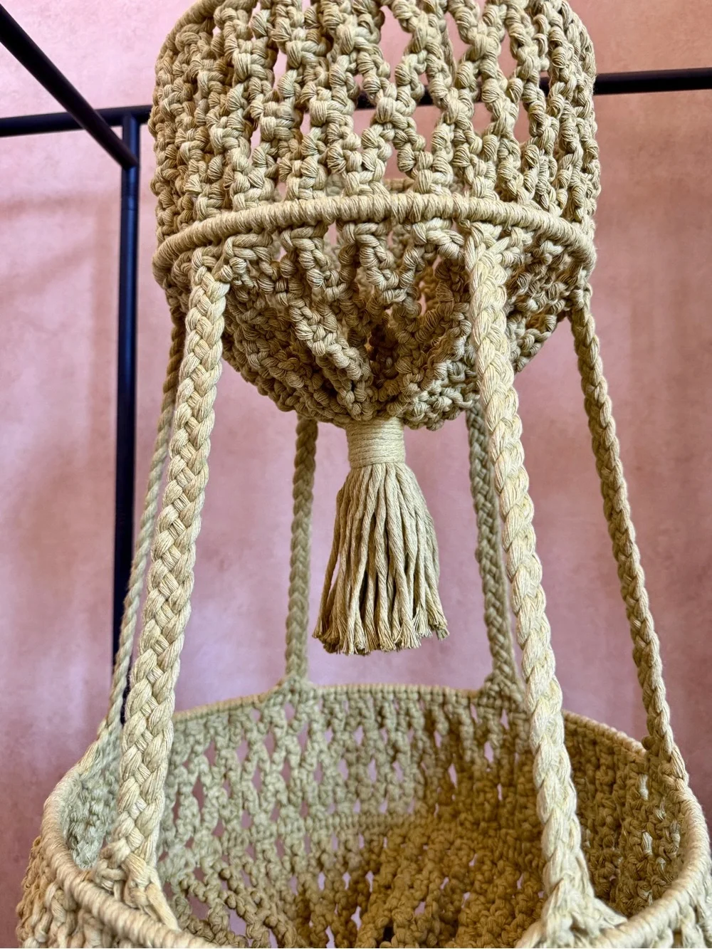 Original GoodVibeGoda Handmade Moss Green Macramé Hanging Basket - Home Accents